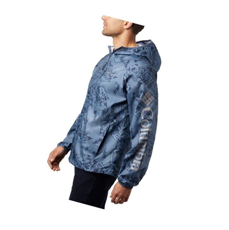 Columbia Flash Forward Printed Windbreaker Mont Erkek Mavi | 46328-WNBL
