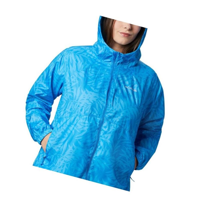 Columbia Flash Forward Printed Windbreaker Plus Size Mont Kadın Mavi | 08162-TWDK