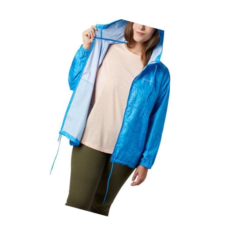 Columbia Flash Forward Printed Windbreaker Plus Size Mont Kadın Mavi | 08162-TWDK