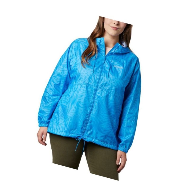Columbia Flash Forward Printed Windbreaker Plus Size Mont Kadın Mavi | 08162-TWDK
