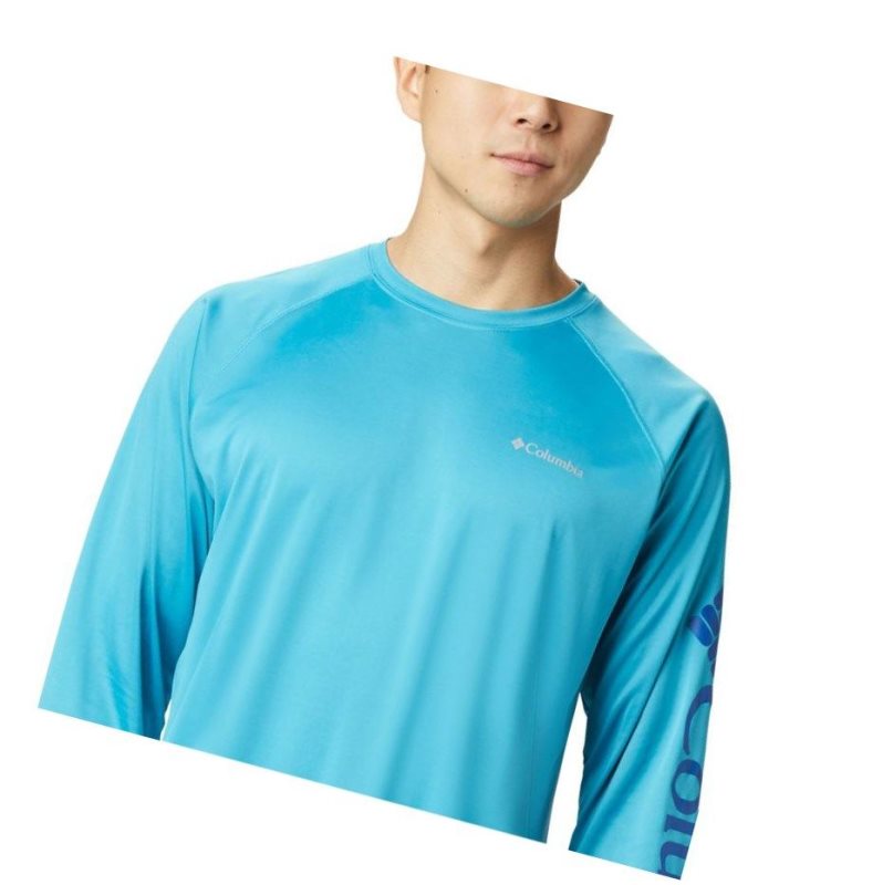 Columbia Fork Stream Long Sleeve Sweatshirt Erkek Mavi | 79351-WFVG