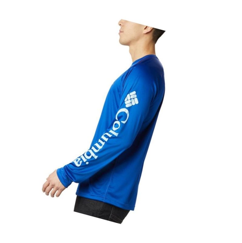 Columbia Fork Stream Long Sleeve Sweatshirt Erkek Mavi | 75284-FVTH