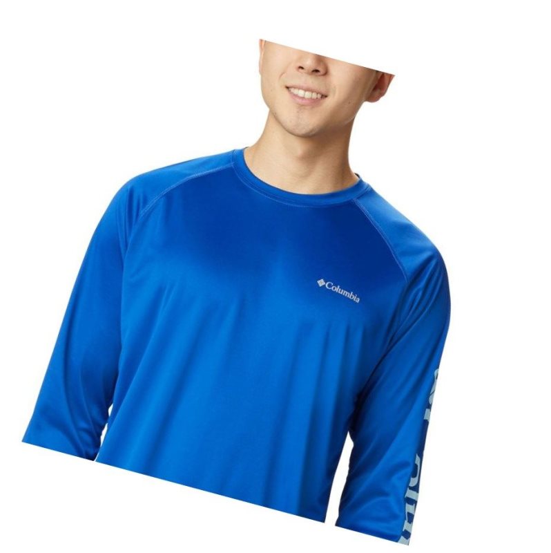 Columbia Fork Stream Long Sleeve Sweatshirt Erkek Mavi | 75284-FVTH