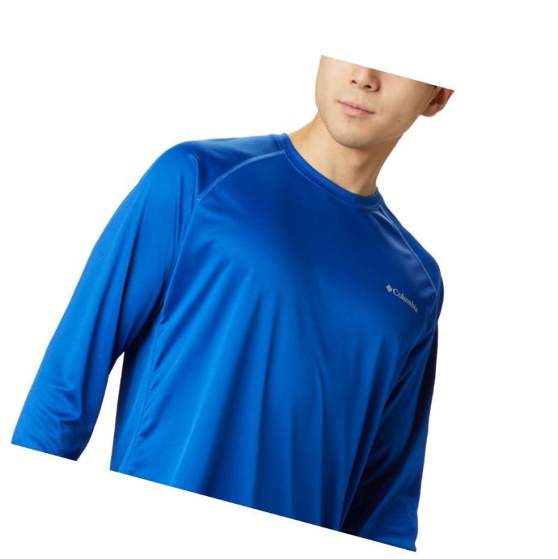 Columbia Fork Stream Long Sleeve Sweatshirt Erkek Mavi | 75284-FVTH
