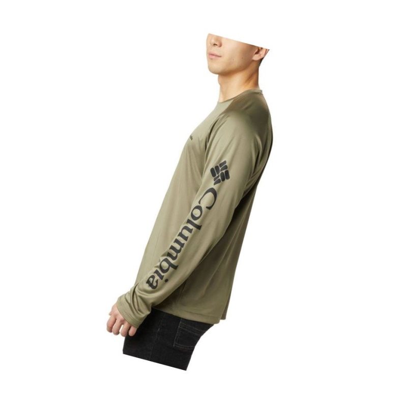 Columbia Fork Stream Long Sleeve Sweatshirt Erkek Zeytin Yeşili Siyah | 37968-VLKG