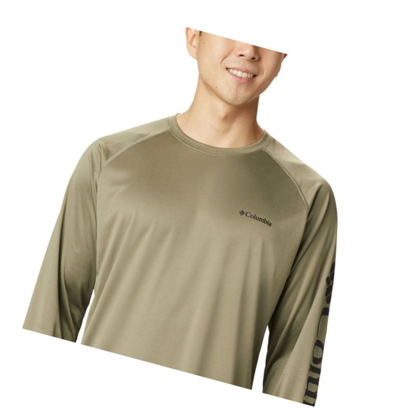 Columbia Fork Stream Long Sleeve Sweatshirt Erkek Zeytin Yeşili Siyah | 37968-VLKG