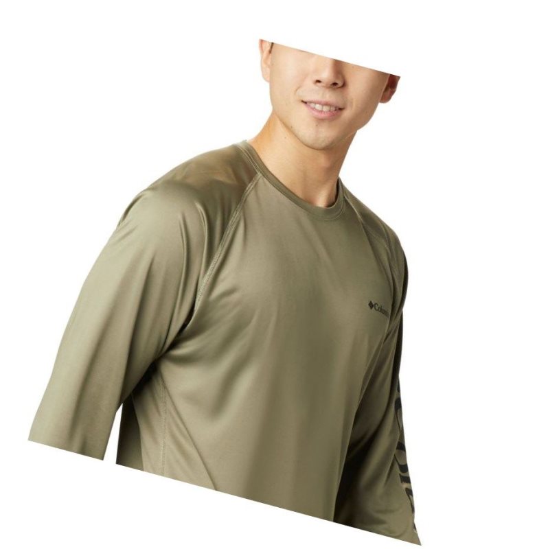 Columbia Fork Stream Long Sleeve Sweatshirt Erkek Zeytin Yeşili Siyah | 37968-VLKG