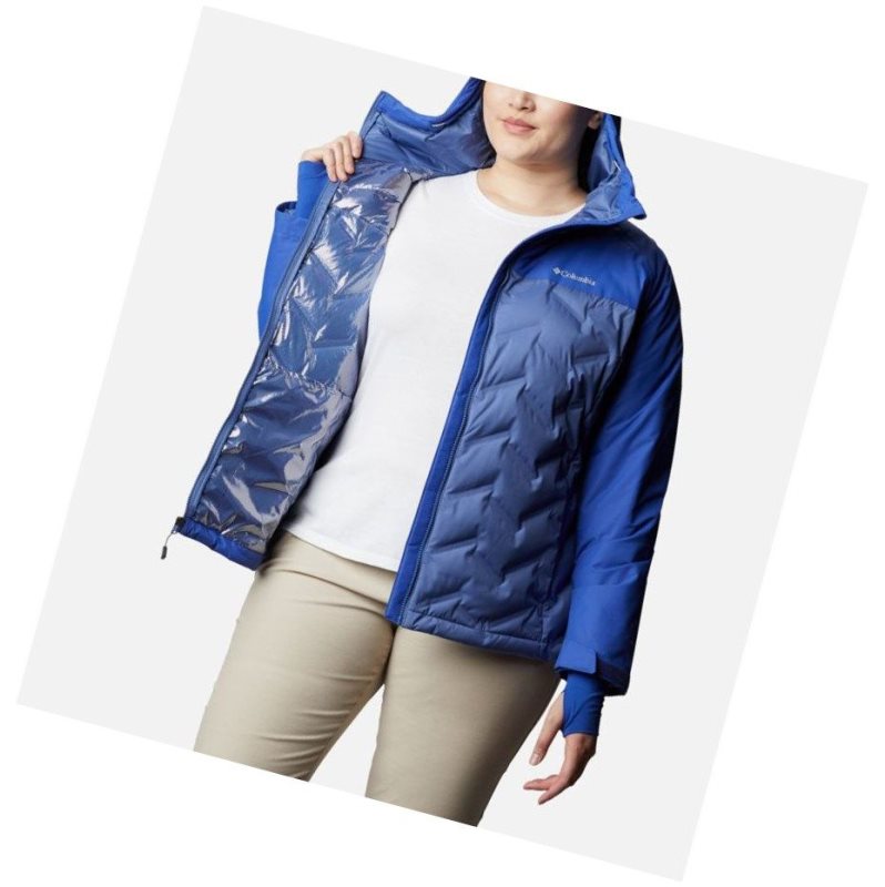 Columbia Grand Trek Down Hooded Plus Size Mont Kadın Mavi | 75163-TUBJ