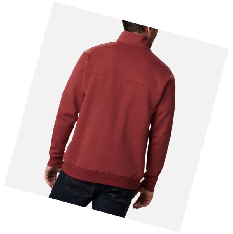 Columbia Hart Mountain II Half Zip Sweatshirt Erkek Kırmızı | 95720-IMKB