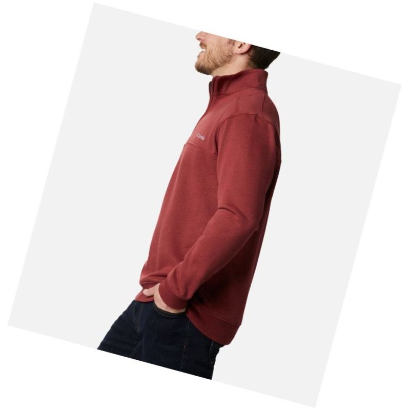 Columbia Hart Mountain II Half Zip Sweatshirt Erkek Kırmızı | 95720-IMKB