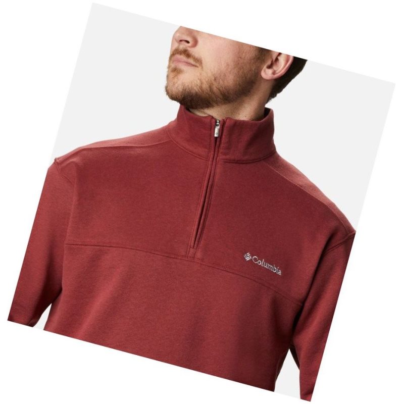 Columbia Hart Mountain II Half Zip Sweatshirt Erkek Kırmızı | 95720-IMKB