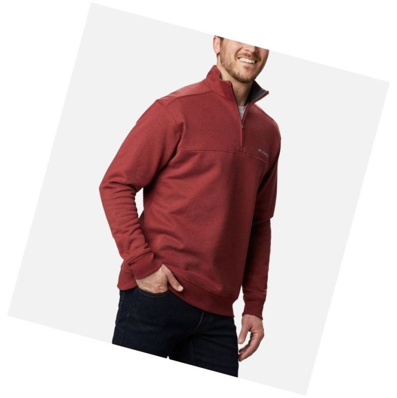 Columbia Hart Mountain II Half Zip Sweatshirt Erkek Kırmızı | 95720-IMKB