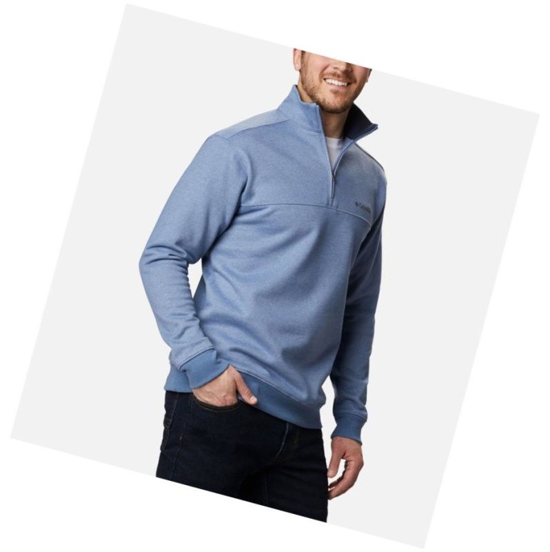 Columbia Hart Mountain II Half Zip Sweatshirt Erkek Mavi Gri | 48763-HZRG