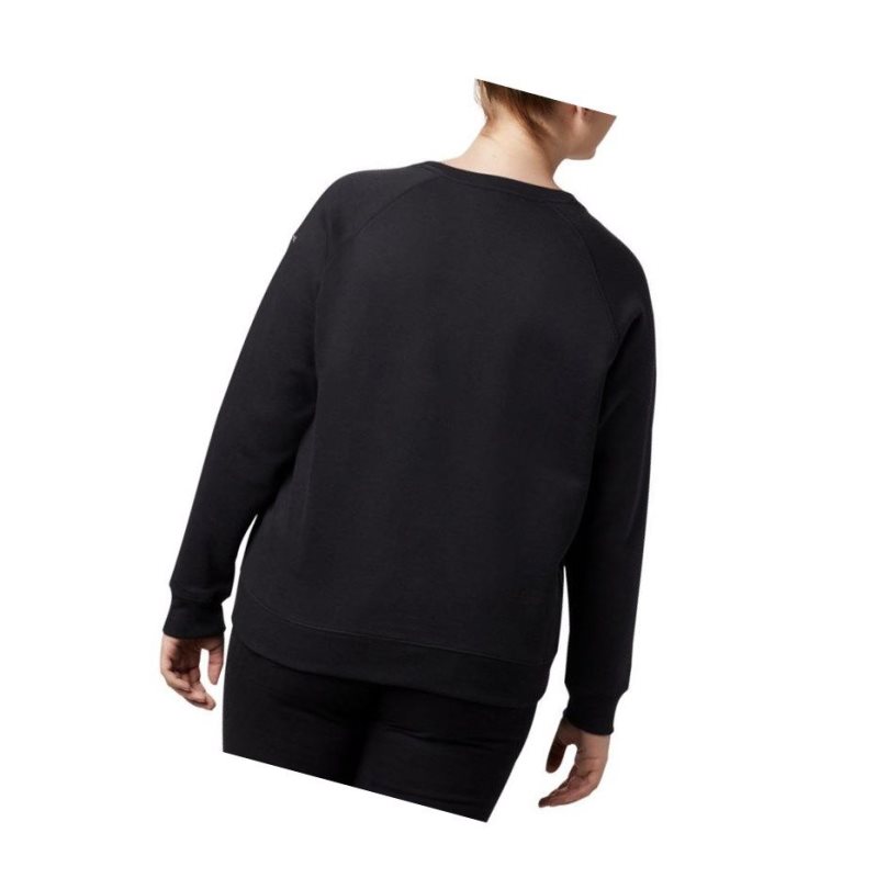 Columbia Hart Mountain Long Sleeve Graphic Crew Plus Size Sweatshirt Kadın Siyah | 34952-AREW