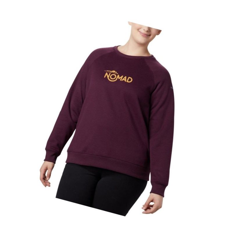 Columbia Hart Mountain Long Sleeve Graphic Crew Plus Size Sweatshirt Kadın Siyah Pembe | 87396-AFWP