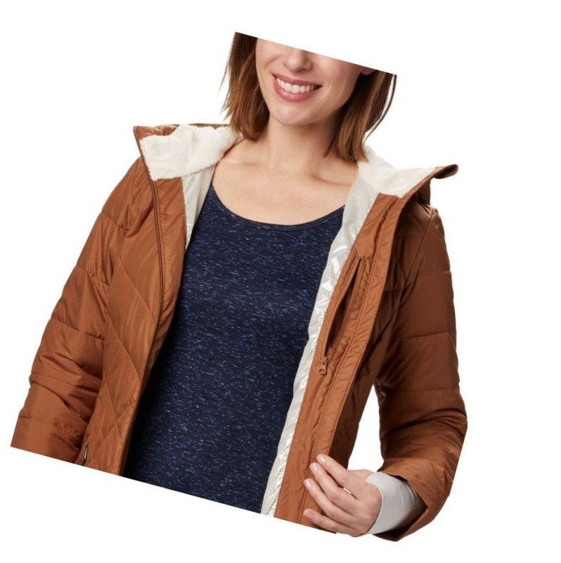 Columbia Heavenly Long Hooded Mont Kadın Kahverengi | 78561-OXPB