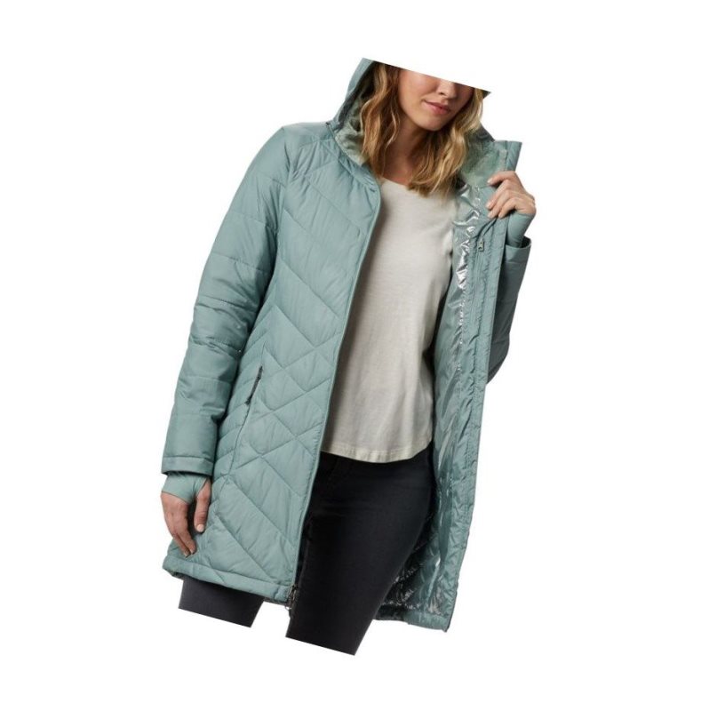 Columbia Heavenly Long Hooded Mont Kadın Açık Yeşil | 76310-EQRD