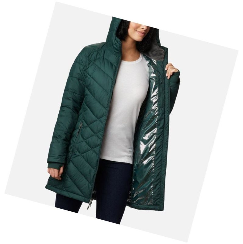 Columbia Heavenly Long Hooded Mont Kadın Yeşil | 48306-CNYD