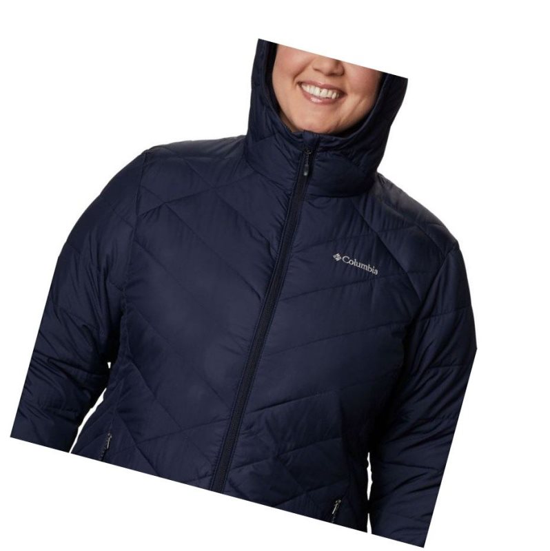 Columbia Heavenly Long Hooded Plus Size Mont Kadın Lacivert | 42507-GSZF