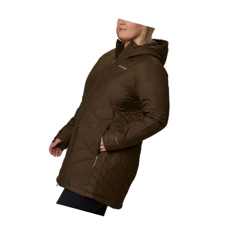Columbia Heavenly Long Hooded Plus Size Mont Kadın Zeytin Yeşili | 18679-CAEV