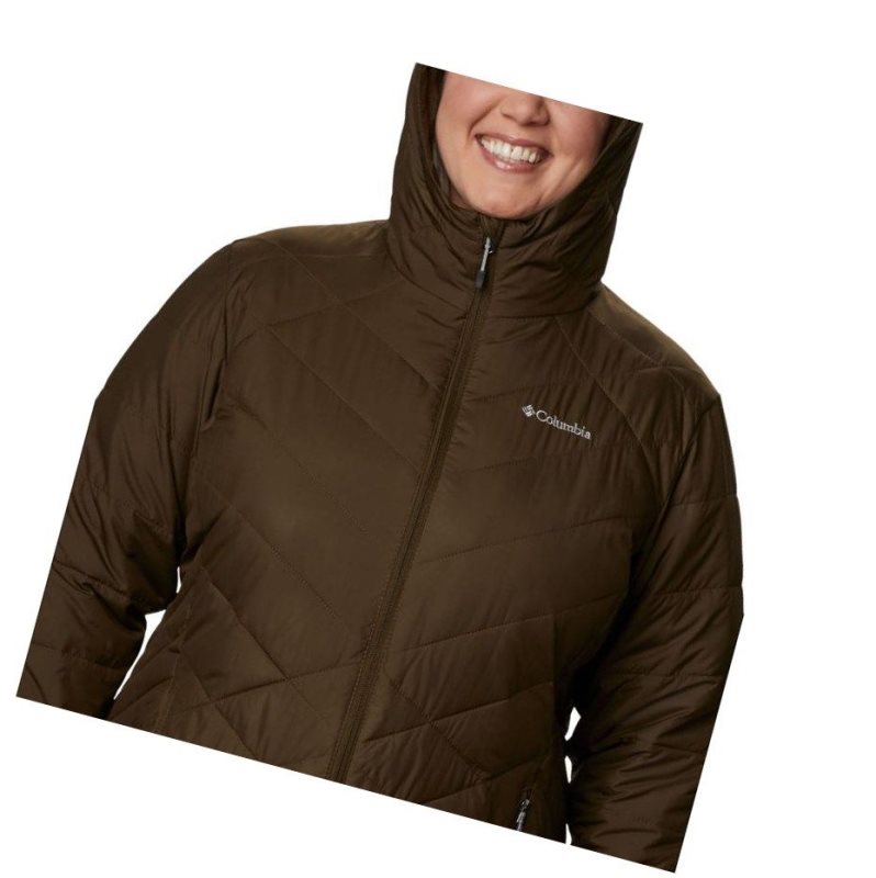 Columbia Heavenly Long Hooded Plus Size Mont Kadın Zeytin Yeşili | 18679-CAEV