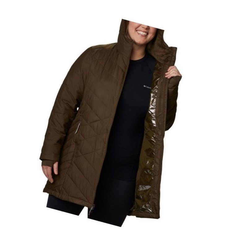 Columbia Heavenly Long Hooded Plus Size Mont Kadın Zeytin Yeşili | 18679-CAEV