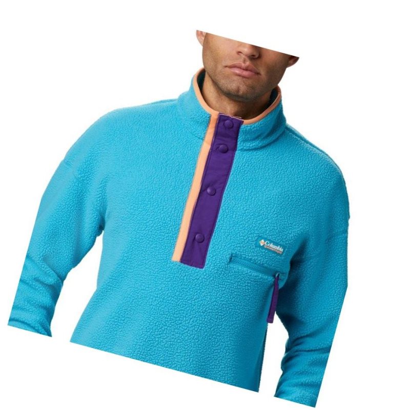 Columbia Helvetia Half-Snap Fleece Sweatshirt Erkek Mavi | 72015-REGL