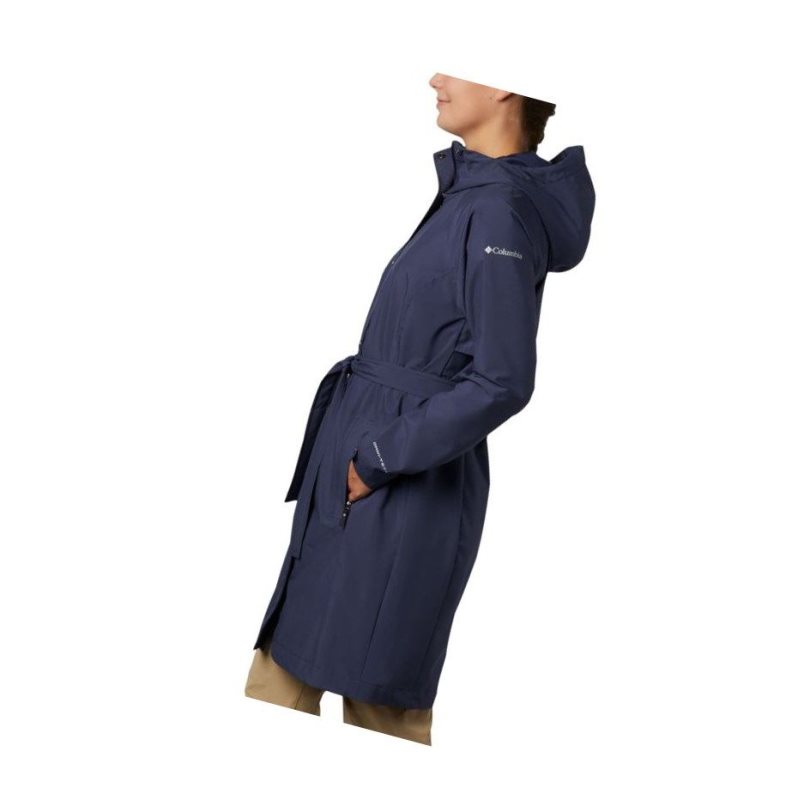 Columbia Here And There Long Trench Mont Kadın Lacivert | 60879-NTSG
