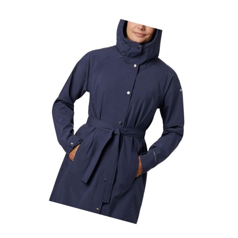 Columbia Here And There Long Trench Mont Kadın Lacivert | 60879-NTSG