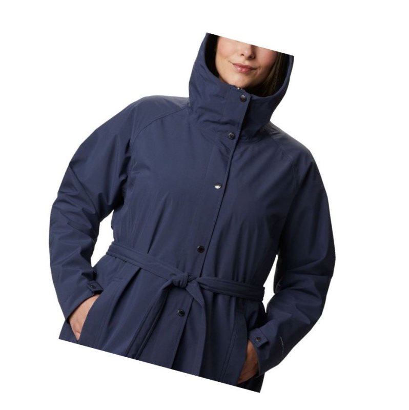 Columbia Here And There Long Trench Plus Size Mont Kadın Lacivert | 75832-BSGR