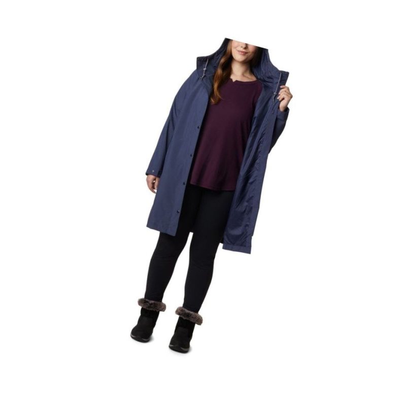Columbia Here And There Long Trench Plus Size Mont Kadın Lacivert | 75832-BSGR