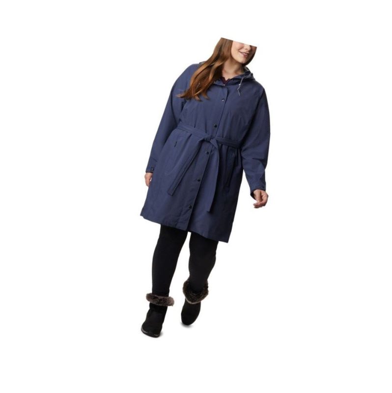 Columbia Here And There Long Trench Plus Size Mont Kadın Lacivert | 75832-BSGR