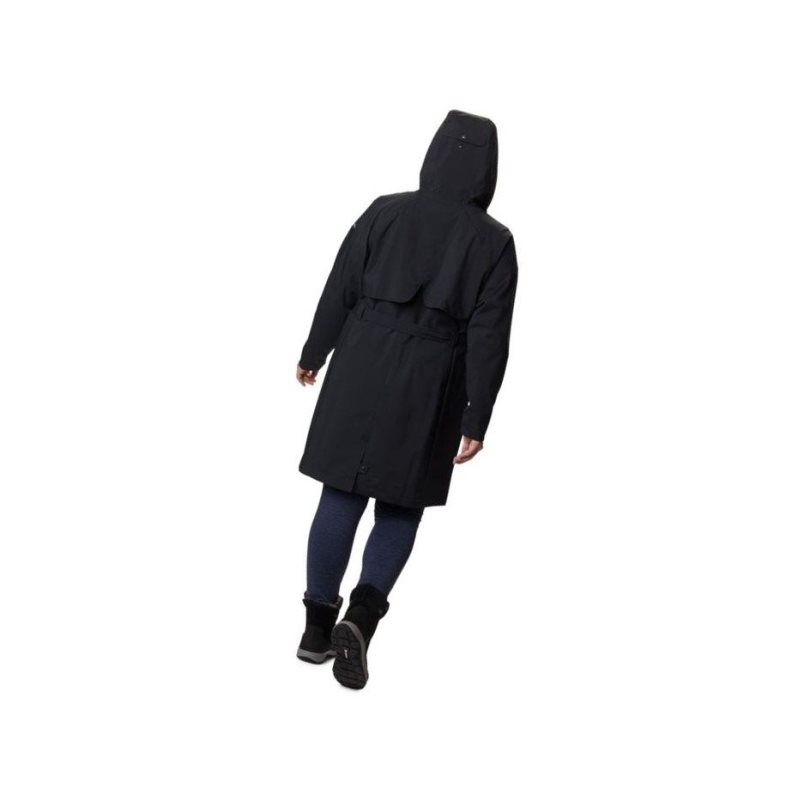 Columbia Here And There Long Trench Plus Size Mont Kadın Siyah | 87429-KORD