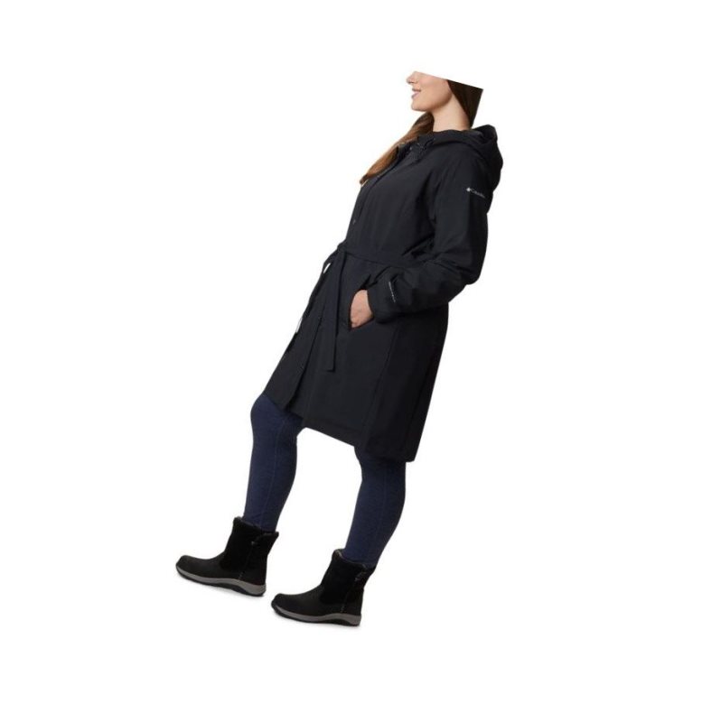 Columbia Here And There Long Trench Plus Size Mont Kadın Siyah | 87429-KORD