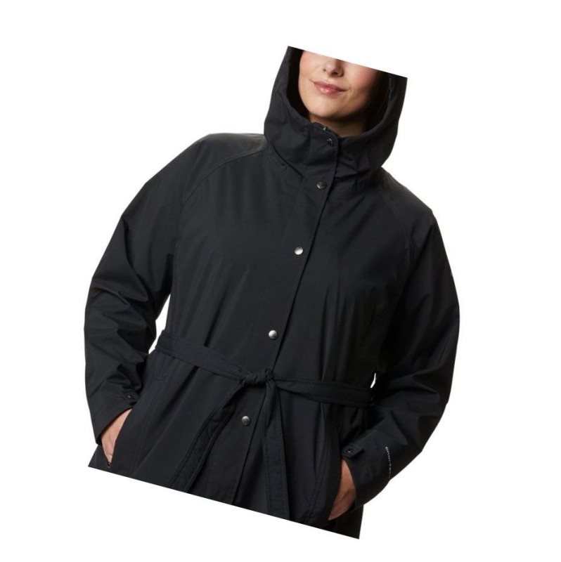 Columbia Here And There Long Trench Plus Size Mont Kadın Siyah | 87429-KORD