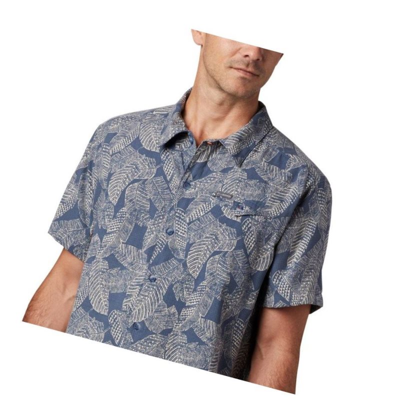 Columbia Lakeside Trail Short Sleeve Big Gömlek Erkek Koyu Mavi | 98610-EIYN