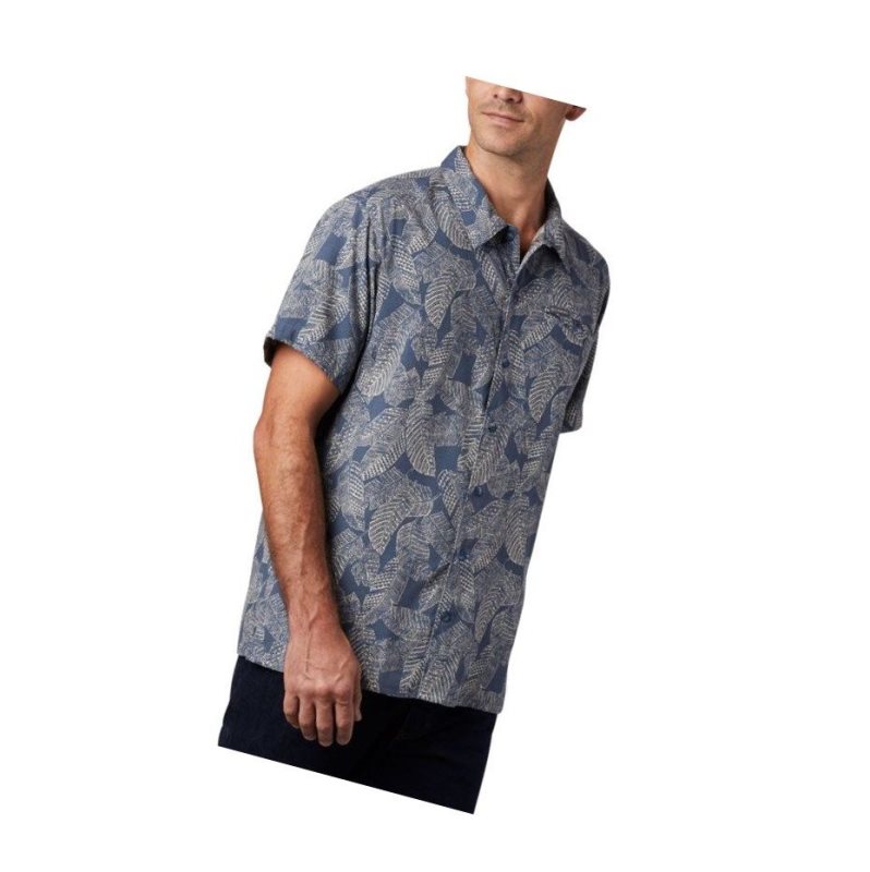 Columbia Lakeside Trail Short Sleeve Big Gömlek Erkek Koyu Mavi | 98610-EIYN