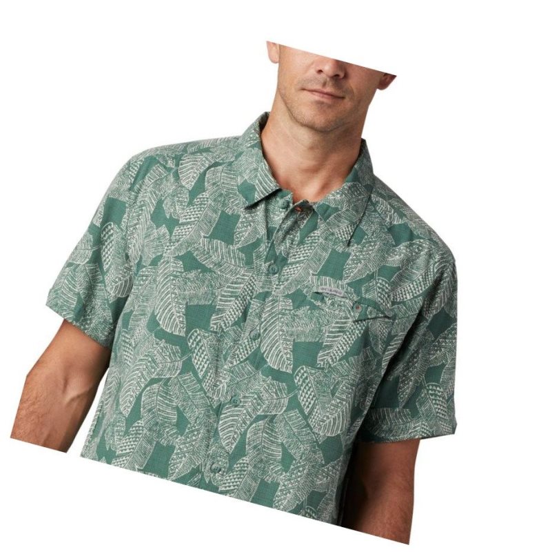 Columbia Lakeside Trail Short Sleeve Big Gömlek Erkek Yeşil | 20459-SDZH