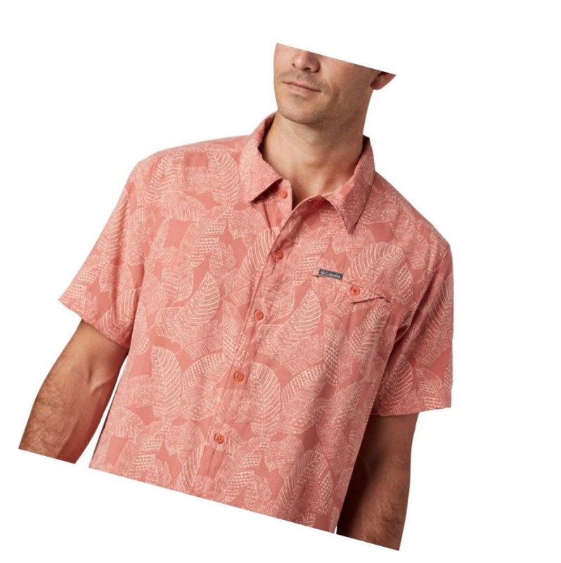 Columbia Lakeside Trail Short Sleeve Gömlek Erkek Koyu Mercan | 97310-UBRK