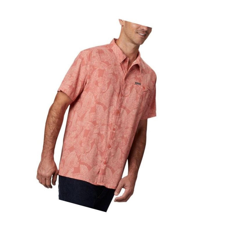 Columbia Lakeside Trail Short Sleeve Gömlek Erkek Koyu Mercan | 97310-UBRK