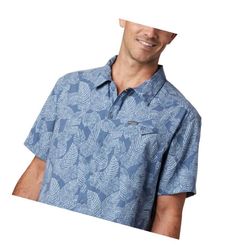 Columbia Lakeside Trail Short Sleeve Tall Gömlek Erkek Mavi | 32647-PRKJ