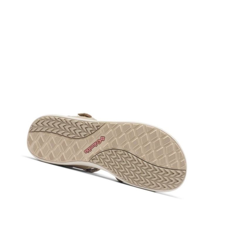 Columbia Leather Ankle Strap Sandalet Kadın Gümüş Zeytin Yeşili Pembe | 40837-FMPY