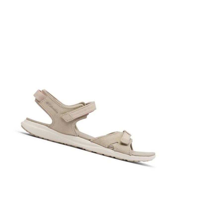Columbia Leather Ankle Strap Sandalet Kadın Gümüş Zeytin Yeşili Pembe | 40837-FMPY
