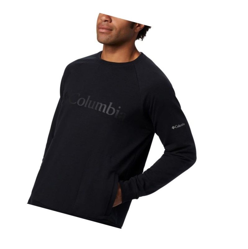 Columbia Lodge Crew Big Sweatshirt Erkek Siyah | 72683-POEZ