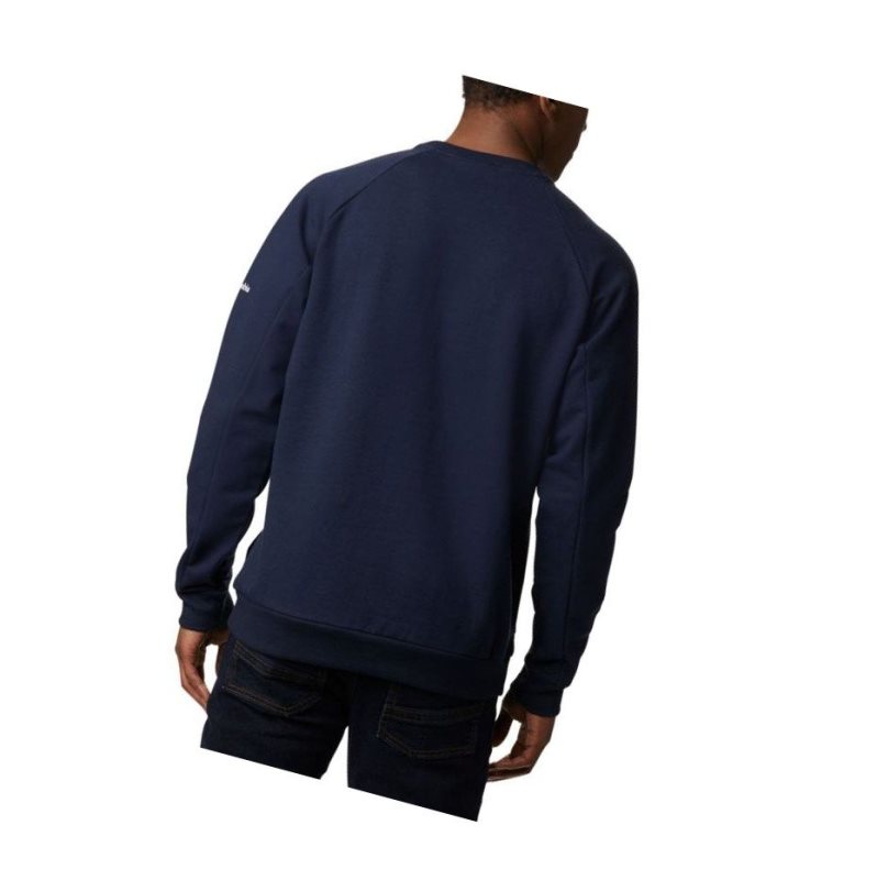 Columbia Lodge Crew Big Sweatshirt Erkek Lacivert Beyaz | 35906-RZLB