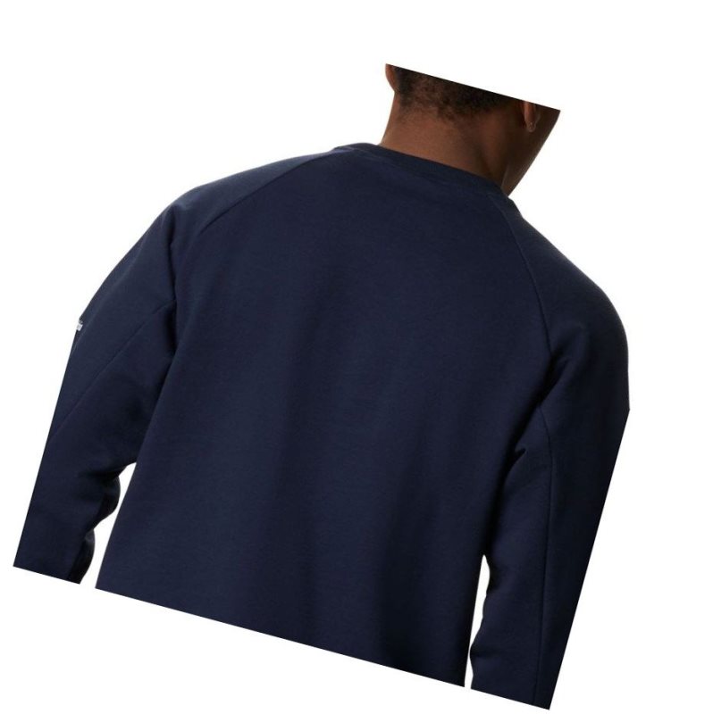 Columbia Lodge Crew Big Sweatshirt Erkek Lacivert Beyaz | 35906-RZLB