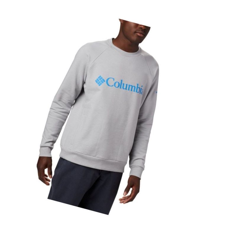 Columbia Lodge Crew Tall Sweatshirt Erkek Gri Mavi Mavi | 54063-IMUE