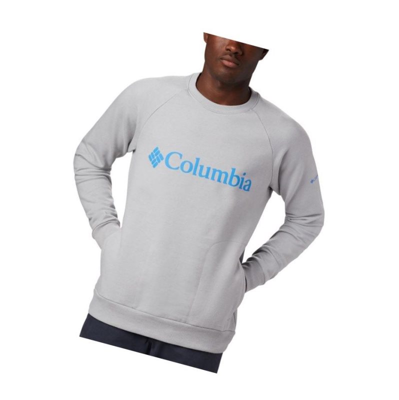 Columbia Lodge Crew Tall Sweatshirt Erkek Gri Mavi Mavi | 54063-IMUE