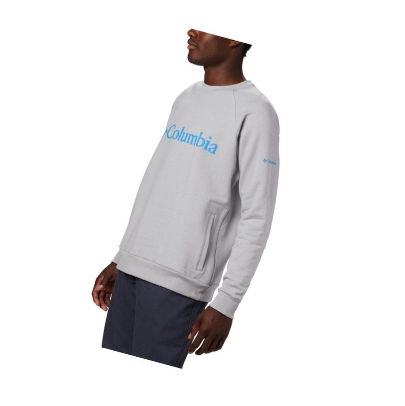 Columbia Lodge Crew Tall Sweatshirt Erkek Gri Mavi Mavi | 54063-IMUE