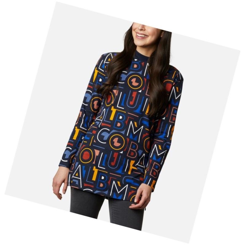 Columbia Lodge Hooded Tunic Sweatshirt Kadın Lacivert | 05891-ENHU